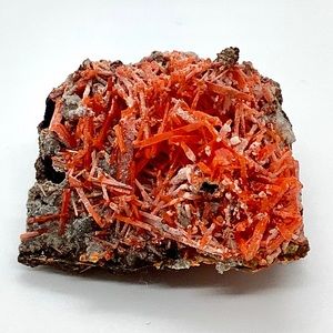 Crocoite Crystals on Brown Gossan Matrix